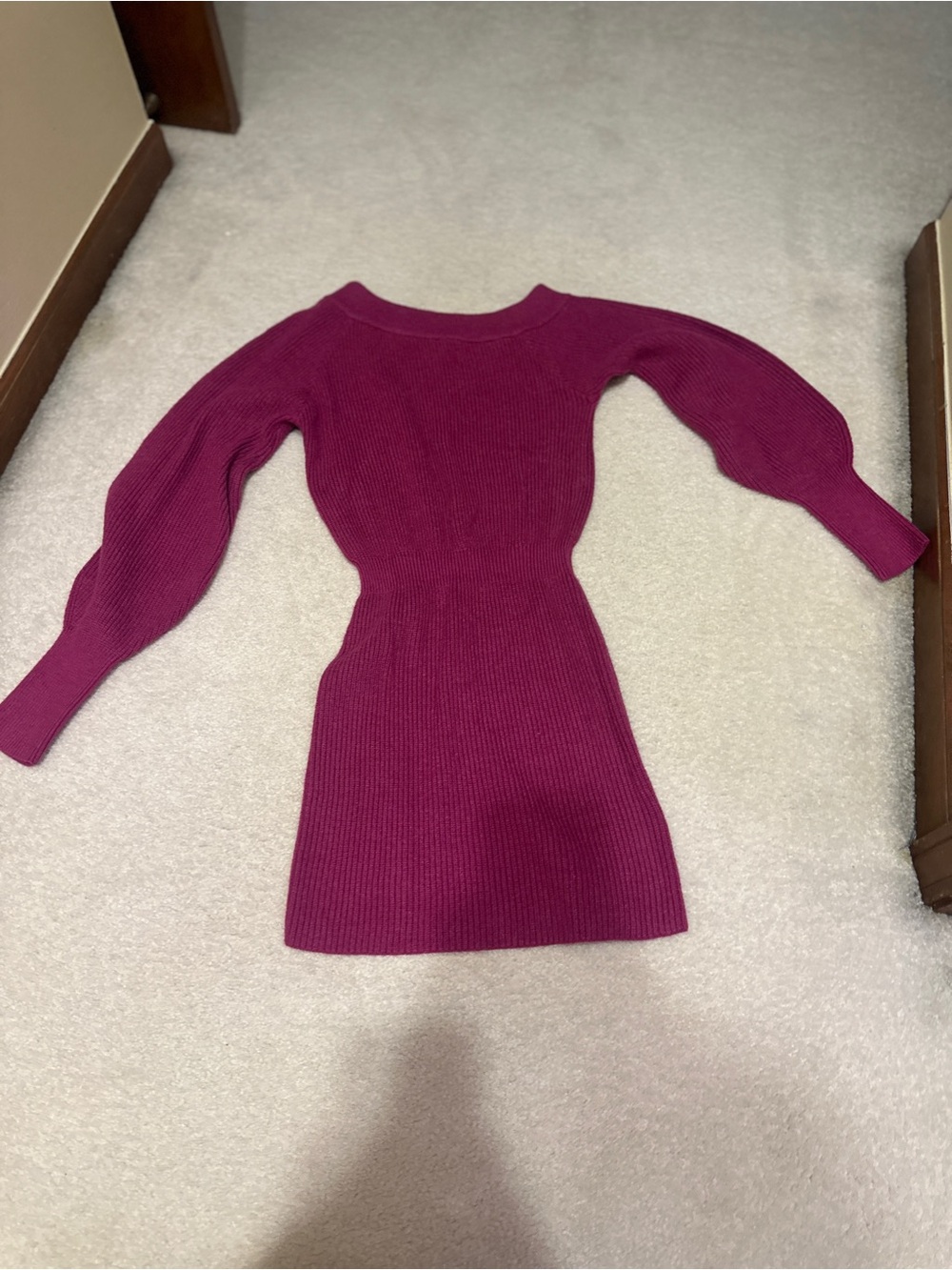 Blu Pepper Ribbed Sweater Dress in Fuchsia